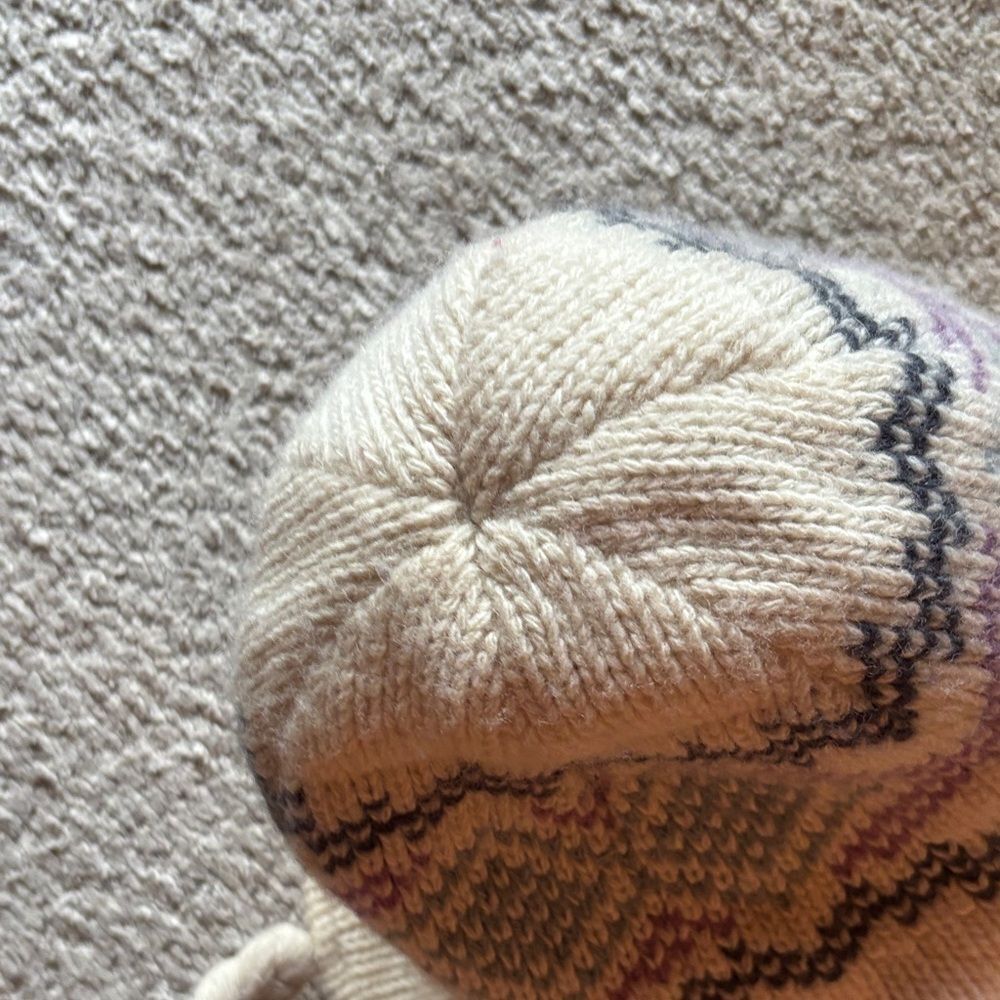 Carhartt Kids' Tan and Purple Knit Hat with Tassels - Picture 5 of 8